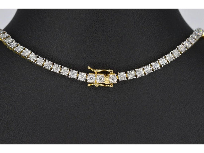 Collier Collier en or jaune 14 carats serti de diamants 3,50 ct 58 Facettes 2184