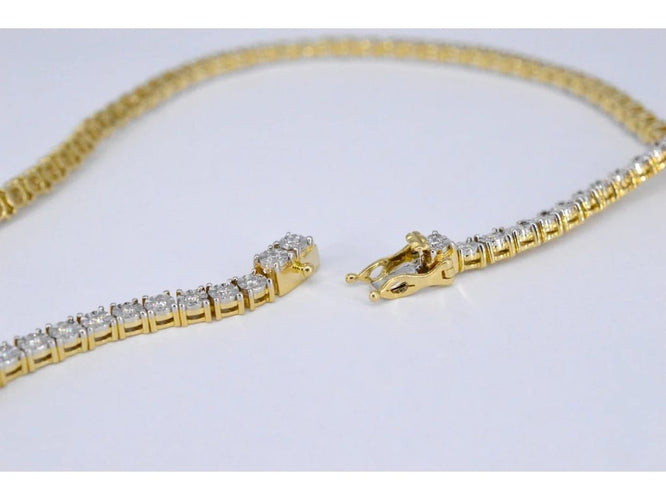Collier Collier en or jaune 14 carats serti de diamants 3,50 ct 58 Facettes 2184