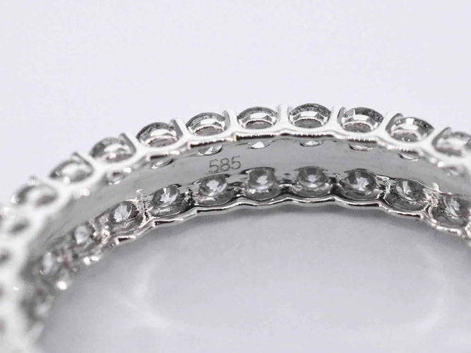Bague 54 Bague d’éternité en or blanc 14 carats sertie de diamants 58 Facettes 2208
