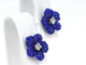 Boucles d'oreilles Boucles d'oreilles fleur bleue en or blanc 14 carats et diamants 58 Facettes 2263