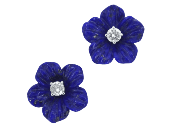 Boucles d'oreilles Boucles d’oreilles fleur en or blanc 14 carats avec diamants 58 Facettes 2264