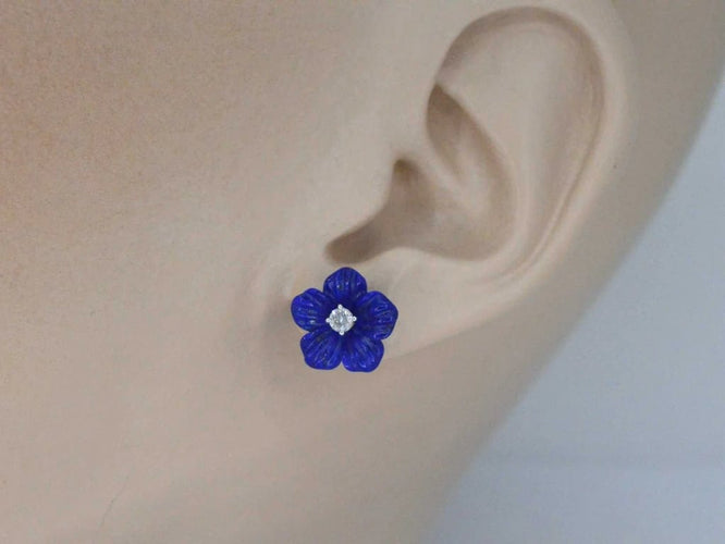 Boucles d'oreilles Boucles d’oreilles fleur en or blanc 14 carats avec diamants 58 Facettes 2264