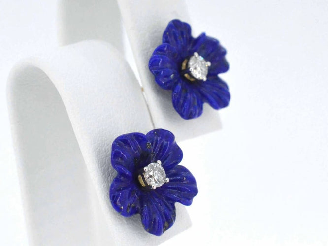 Boucles d'oreilles Boucles d’oreilles fleur en or blanc 14 carats avec diamants 58 Facettes 2264