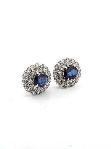 Boucles d'oreilles 2021 P - Boucles d'oreilles en or blanc 18 carats saphirs et diamants 58 Facettes