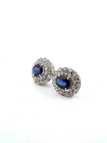 Boucles d'oreilles 2021 P - Boucles d'oreilles en or blanc 18 carats saphirs et diamants 58 Facettes