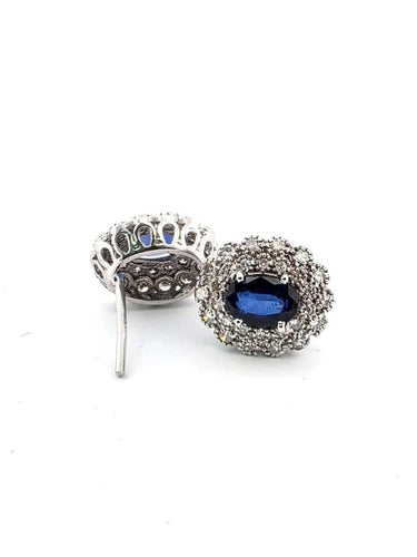 Boucles d'oreilles 2021 P - Boucles d'oreilles en or blanc 18 carats saphirs et diamants 58 Facettes