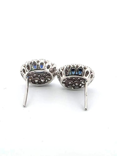 Boucles d'oreilles 2021 P - Boucles d'oreilles en or blanc 18 carats saphirs et diamants 58 Facettes