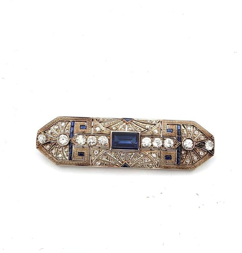 Broche Broche années 1940 en or blanc 18 carats, saphirs et diamants 58 Facettes