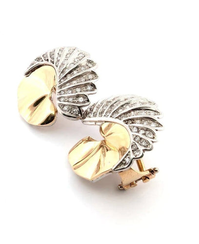 Boucles d'oreilles Boucles d’oreilles couronne en platine et or avec diamants 58 Facettes