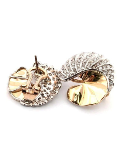 Boucles d'oreilles Boucles d’oreilles couronne en platine et or avec diamants 58 Facettes