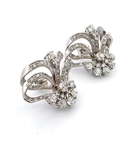 Boucles d'oreilles Boucles d'oreilles couronne en platine avec diamants 58 Facettes