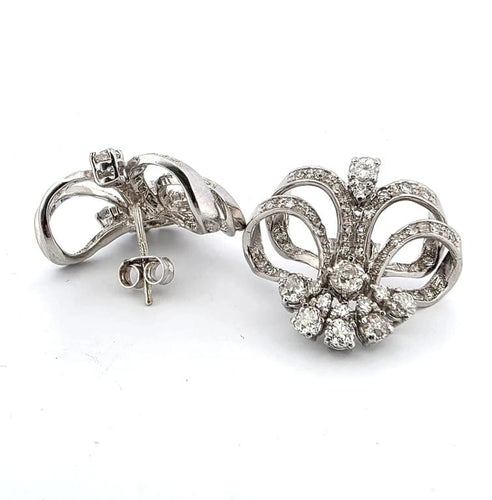 Boucles d'oreilles Boucles d'oreilles couronne en platine avec diamants 58 Facettes