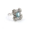 Bague 57 Bague vintage en or blanc 18 carats avec aigue-marine et diamants 58 Facettes