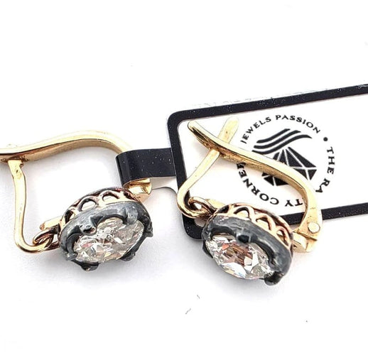 Boucles d'oreilles Boucles d'oreilles en or et argent bruni avec diamants taille ancienne 1,90 ct 58 Facettes