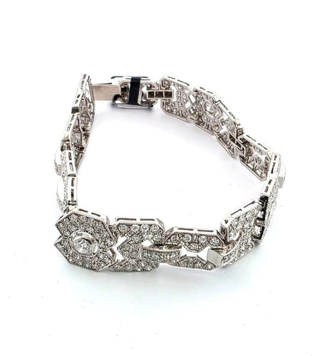 Bracelet Bracelet Art déco en platine avec diamants 58 Facettes