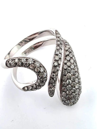 Bague 61 Bague en or blanc pavée de diamants 58 Facettes