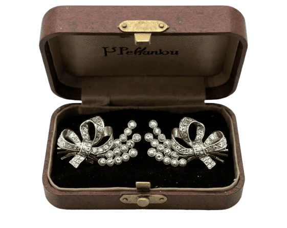 Boucles d'oreilles Boucles d'oreilles en platine serties de diamants 58 Facettes