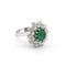 Bague 52 Bague en or blanc avec émeraude et diamants 58 Facettes