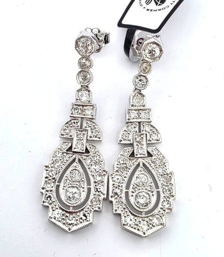 Boucles d'oreilles Boucles d'oreilles en platine serties de diamants 58 Facettes