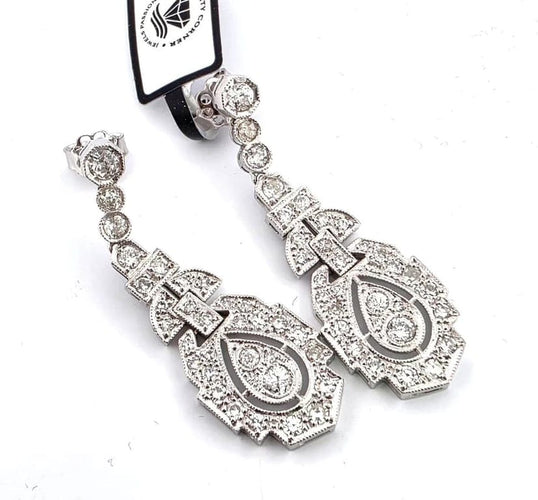Boucles d'oreilles Boucles d'oreilles en platine serties de diamants 58 Facettes