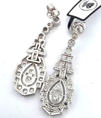 Boucles d'oreilles Boucles d'oreilles en platine serties de diamants 58 Facettes