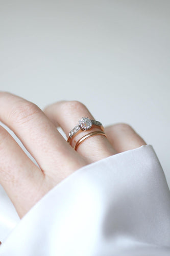 Solitaire - Bague diamant taille ancienne en or rose et platine