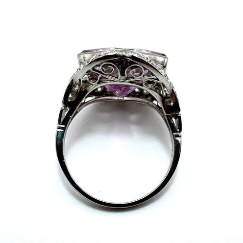 Bague 52 Bague en platine à kunzite rose-lilas et diamants 58 Facettes 50366