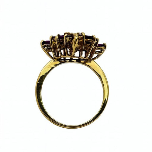 Bague 54 Bague en or jaune 18 carats avec rubis et diamants 58 Facettes 50154