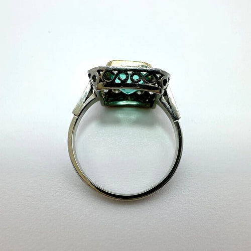 Bague 53 Bague Art déco - Platine et or jaune avec émeraude et diamants 58 Facettes 50367