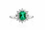 Bague 64 Bague fleur - Émeraude colombienne et diamants en or 585 58 Facettes 50210