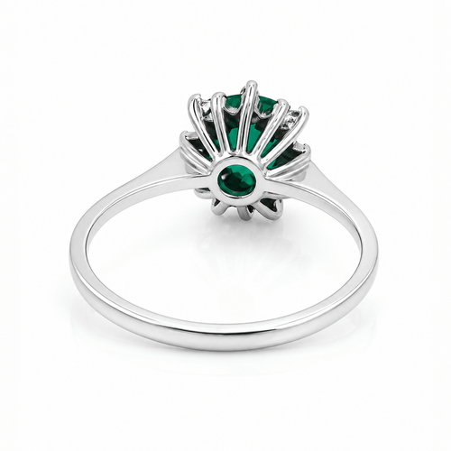 Bague 64 Bague fleur - Émeraude colombienne et diamants en or 585 58 Facettes 50210