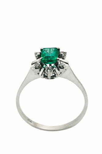 Bague 64 Bague fleur - Émeraude colombienne et diamants en or 585 58 Facettes 50210