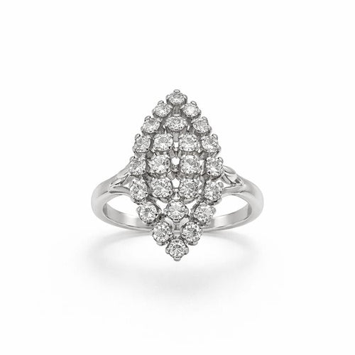 Bague 55 Bague vintage style navette en or blanc 750 et diamants 58 Facettes 50383