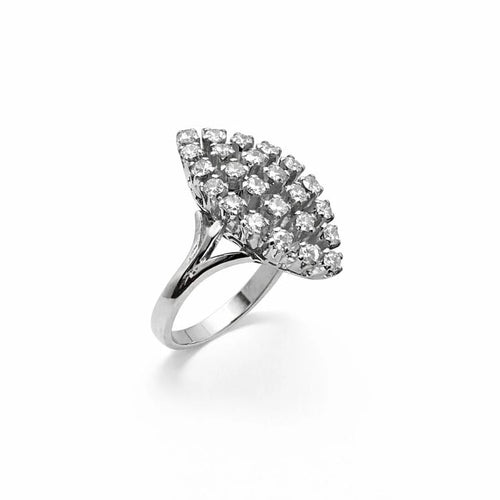 Bague 55 Bague vintage style navette en or blanc 750 et diamants 58 Facettes 50383