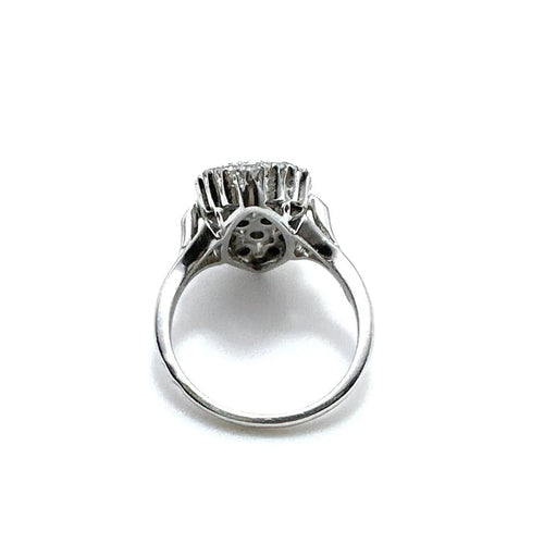 Bague 55 Bague vintage style navette en or blanc 750 et diamants 58 Facettes 50383