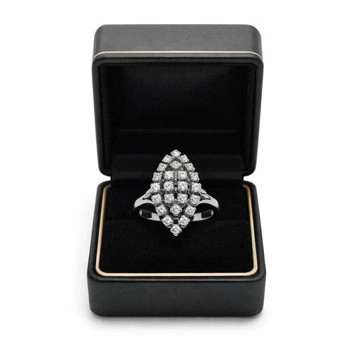 Bague 55 Bague vintage style navette en or blanc 750 et diamants 58 Facettes 50383