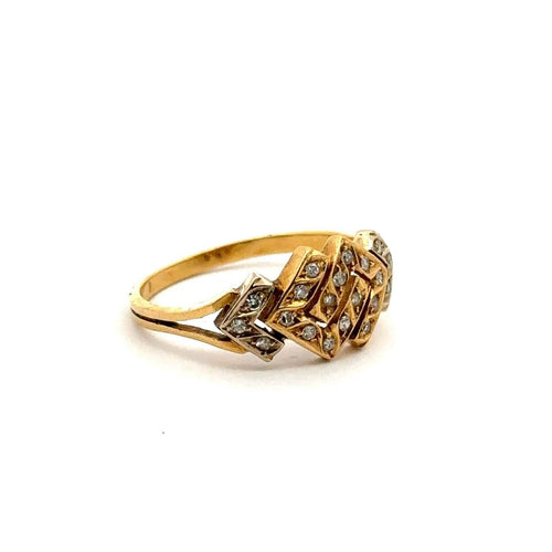 Bague 54 Bague géométrique Art déco en or jaune 18 carats et diamants 58 Facettes 50388