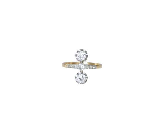 Bague 60 Belle Époque - Bague Aigrette diamants sur or et platine 58 Facettes