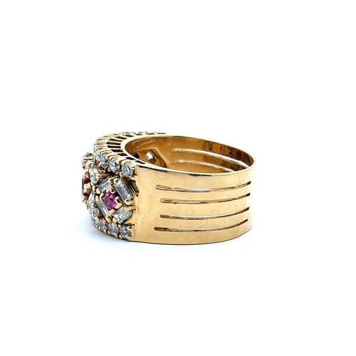 Bague 55 Bague en or jaune avec diamants et rubis 58 Facettes 50398