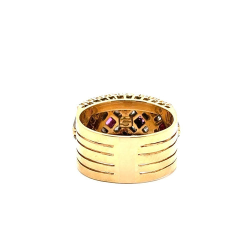 Bague 55 Bague en or jaune avec diamants et rubis 58 Facettes 50398