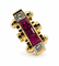 Bague 56 Bague Art déco chevalière en or jaune 18 carats, diamants et rubis 58 Facettes 50405