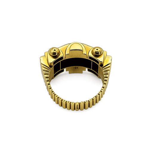 Bague 56 Bague Art déco chevalière en or jaune 18 carats, diamants et rubis 58 Facettes 50405