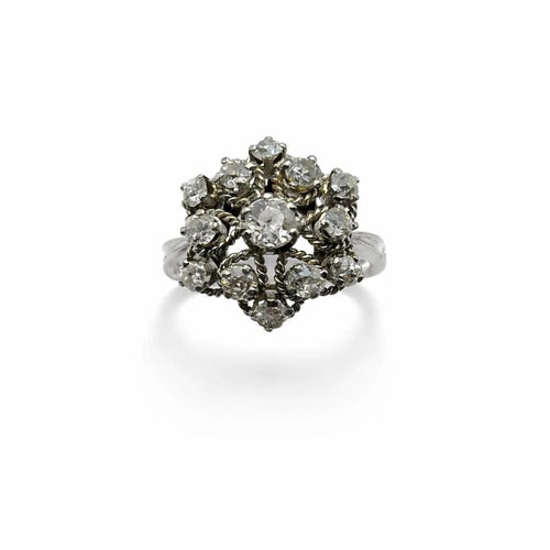 Bague 53 Bague rosette vintage en or blanc 750 et diamants 58 Facettes 50409