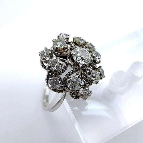 Bague 53 Bague rosette vintage en or blanc 750 et diamants 58 Facettes 50409