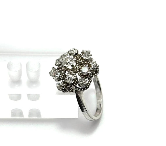 Bague 53 Bague rosette vintage en or blanc 750 et diamants 58 Facettes 50409