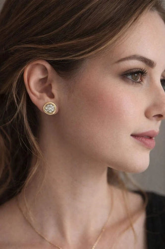 Boucles d'oreilles Boucles d'oreilles puces rosette en or jaune 750 et diamants 0,60 ct 58 Facettes 50410