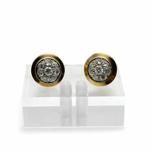 Boucles d'oreilles Boucles d'oreilles puces rosette en or jaune 750 et diamants 0,60 ct 58 Facettes 50410