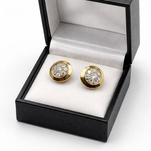 Boucles d'oreilles Boucles d’oreilles puces rosette en or jaune 750 et diamants 58 Facettes 50410