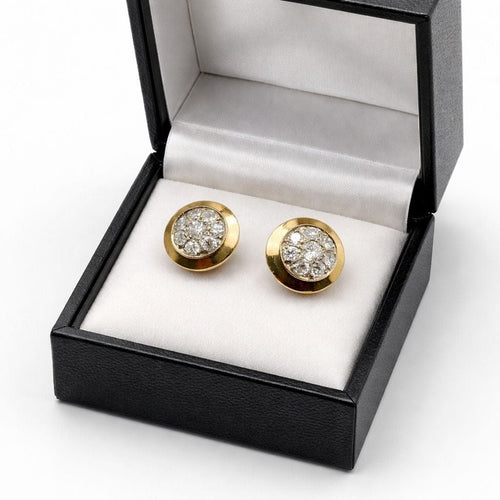 Boucles d'oreilles Boucles d'oreilles puces rosette en or jaune 750 et diamants 0,60 ct 58 Facettes 50410