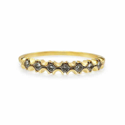 Bague 57 Bague alliance ondulée en or jaune 750 sertie de diamants 58 Facettes 50411